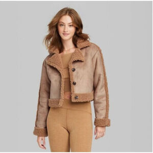 Faux Shearling Jacket Button Up NWT Brown XS- Wild Fable